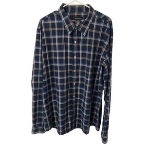 Calvin Klein Blue, Plaid, Button Down, Cotton, Long Sleeve Shirt Size XL Mens